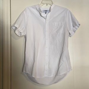 Stock MFG White Collarless Button Down
